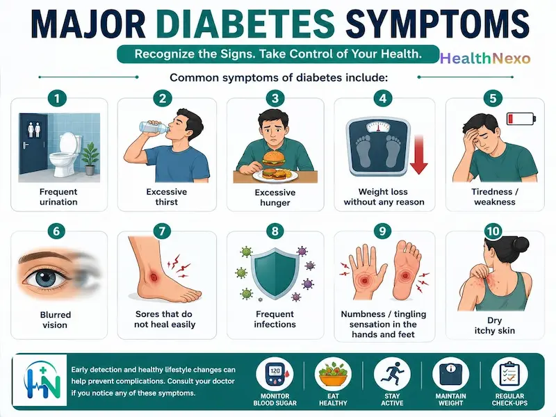 Major diabetes symptoms
