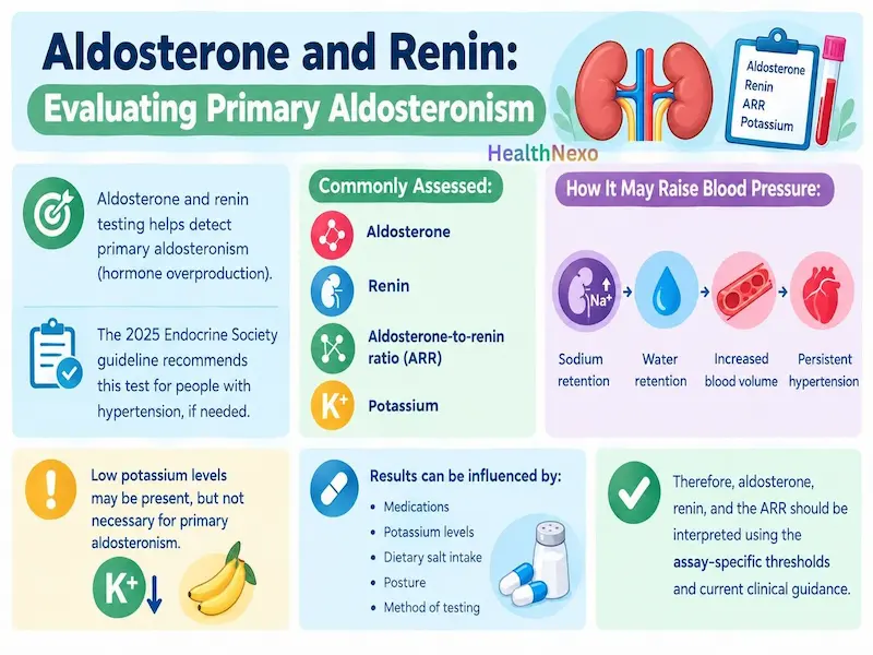 Aldosterone and renin blood tests for evaluating primary aldosteronism