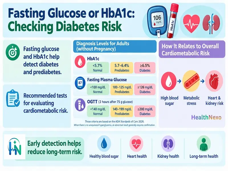 Fasting glucose and HbA1c blood tests for diabetes and metabolic risk
