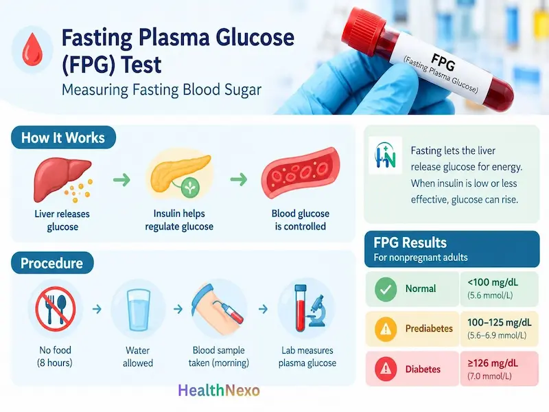 Fasting plasma glucose test for measuring fasting blood sugar