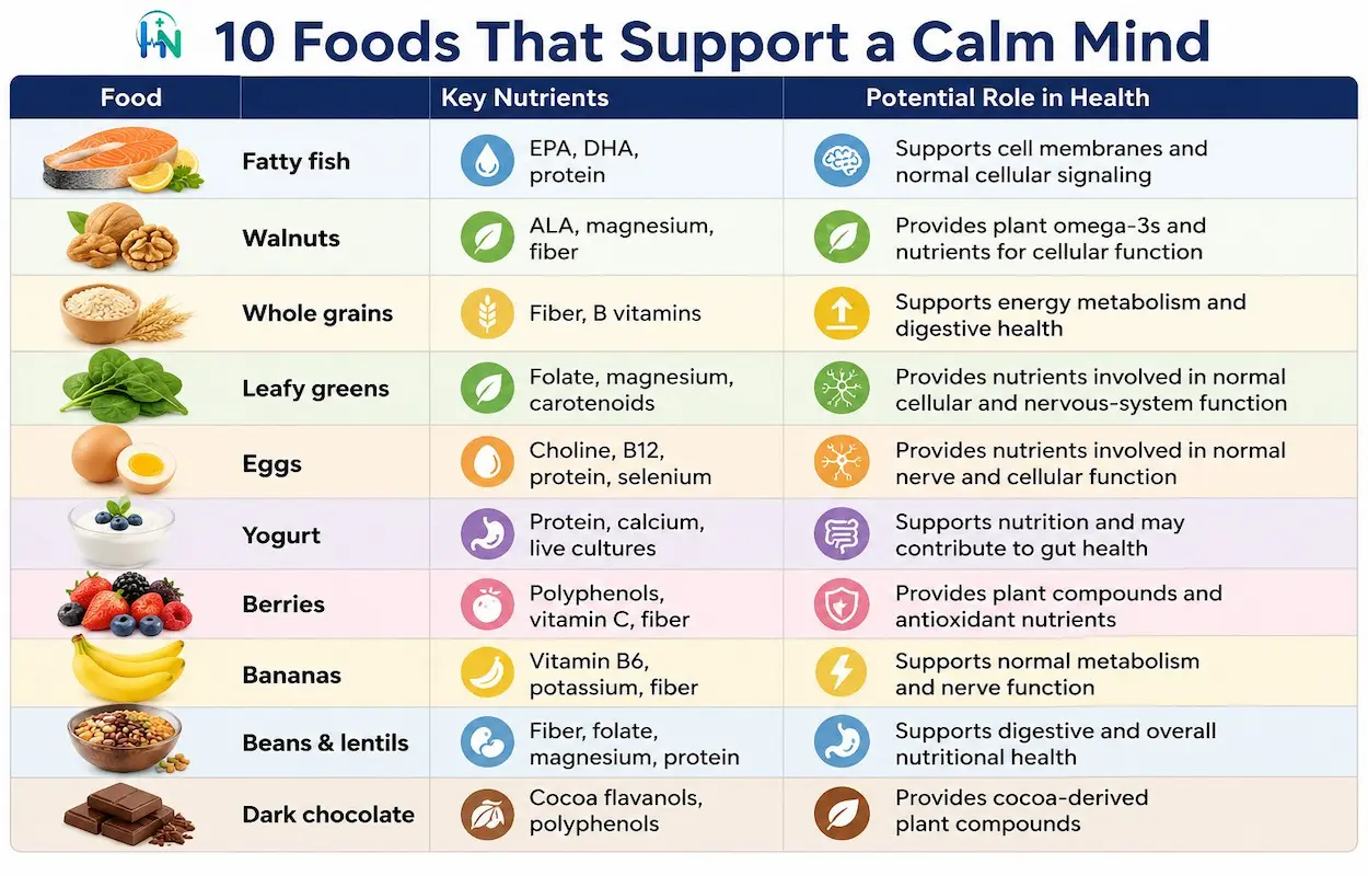 Summary for 10 Foods That Support a Calm Mind